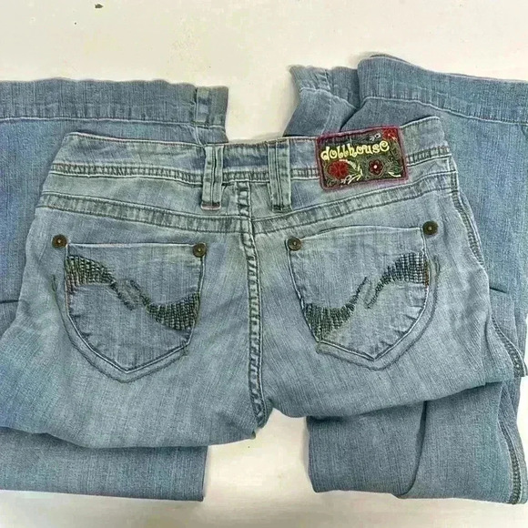 Denim - Vintage Y2K dollhouse wide leg jeans size 5 raise about 8 inches 31 inches